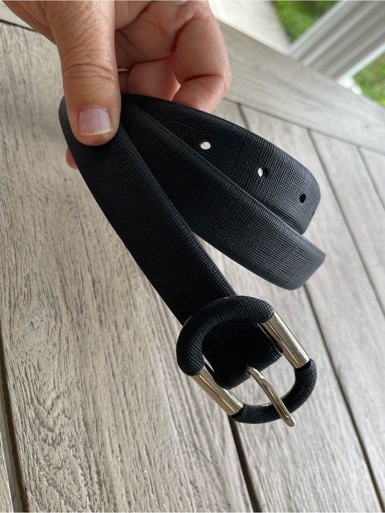 White House Black Market Accessories - White House Black Market Dark Blue Textured Belt Silver-Tone Buckle Size Large